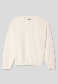 Felpa color crema con scollo rotondo, maniche lunghe a sbuffo e polsini a costine. Realizzata in un tessuto morbido, presenta una vestibilità comoda.