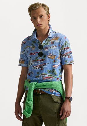 STANDARD FIT BEAR LINEN-COTTON POLO - Poloskjorter - light blue