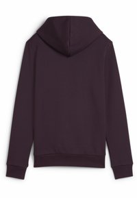 Felpa viola scuro con un grande cappuccio, maniche lunghe e polsini a coste. Tessuto morbido con un design semplice e senza ornamenti.