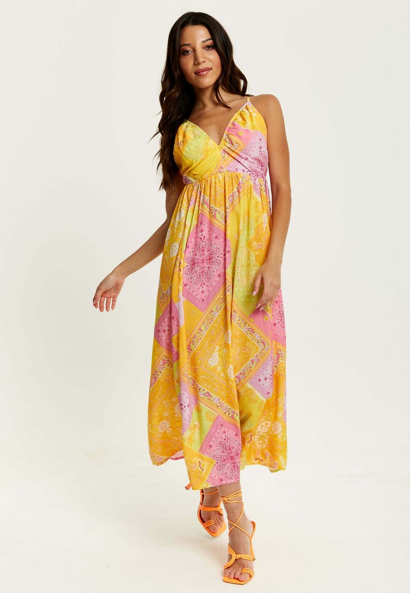 Liquorish PAISLEY PRINT STRAPPY - Day dress - yellow/pink