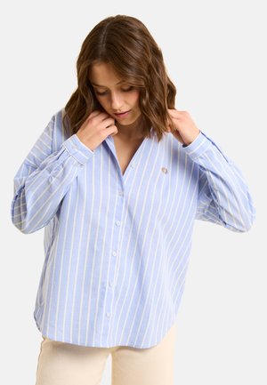 STRIPED WITH HEART EMBROIDERY - Overhemdblouse - blue