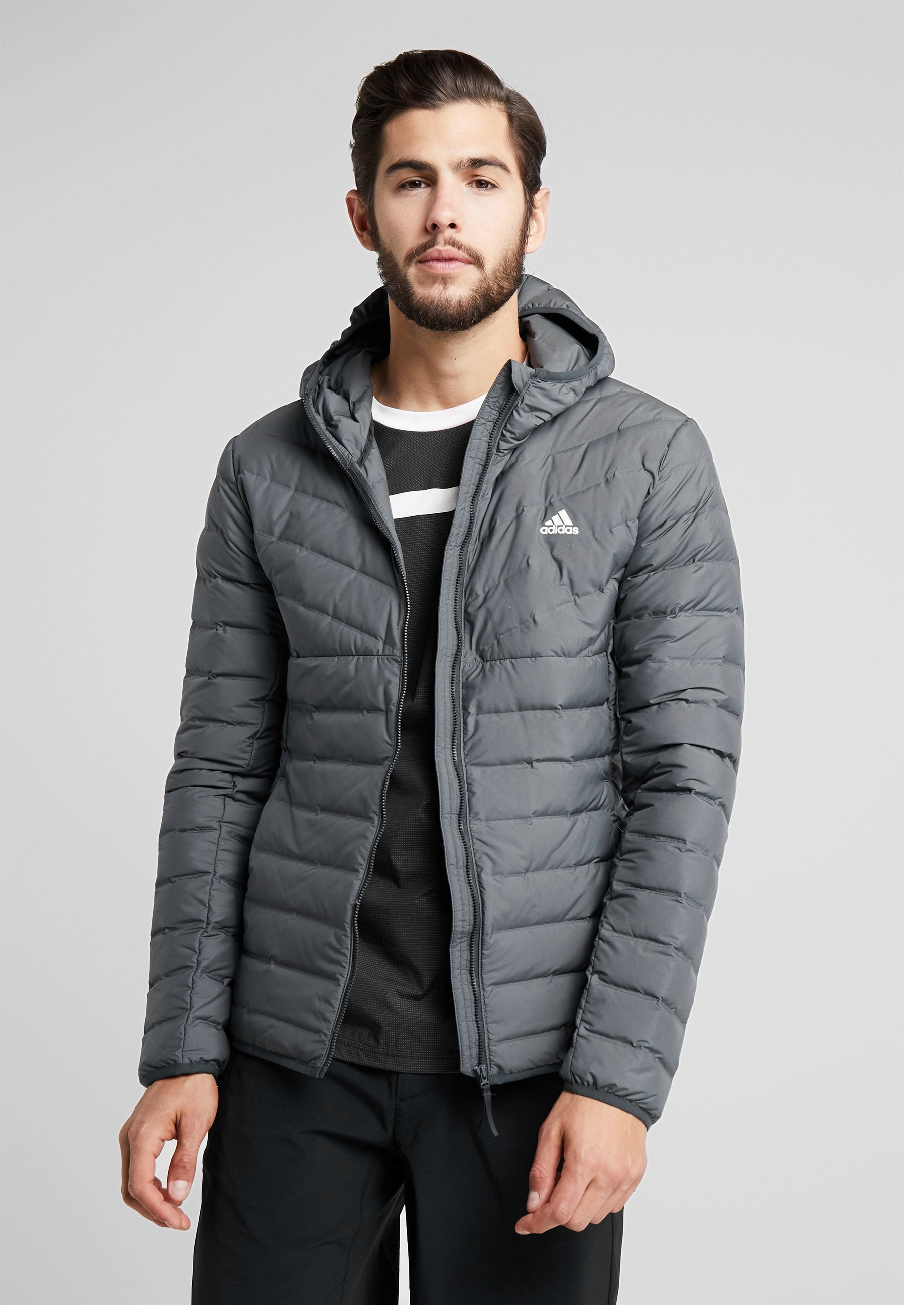 VARILITE SOFT 3 STRIPES HOODED DOWN JACKET Vinterjacka carbon VARILITE SOFT 3 STRIPES HOODED DOWN JACKET Vinterjacka carbon