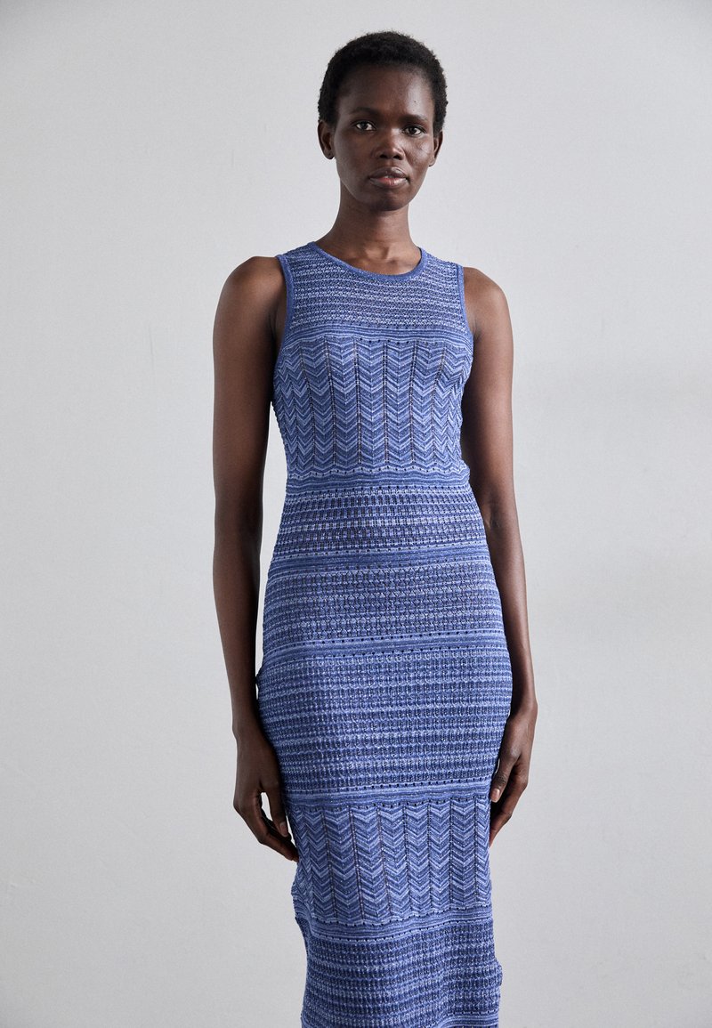 sandro blue dress Striped Maxi In - 50% Off Fitted textured knit maxi dress embellished with beads Mini knit dress