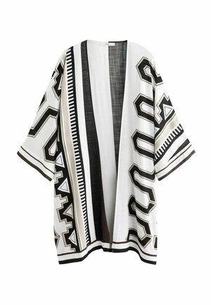 SPLICED LONGLINE KIMONO  - Poncho - black white brown geo