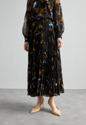 Erdem MIDI LENGTH SKIRT - Skladaná sukňa - cecilia birds black