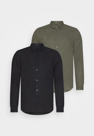 LINEN MIX 2 PACK - Overhemd - black/olive