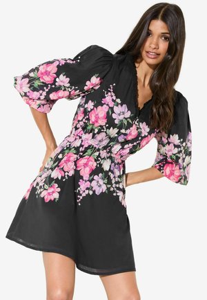 REGULAR FIT-PUFF SLEEVE PRINTED  - Vestido informal - black floral
