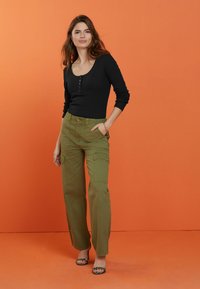 Next RIBBED HENLEY LONG SLEEVE TOP - Langarmshirt - black