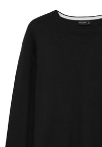 Maglione lungo in maglia nero a maniche lunghe con scollo rotondo e dettaglio del colletto interno bianco, taglia large, del marchio Calliope.