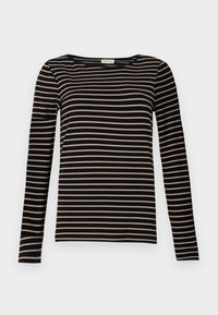 STRIPED BOAT NECK - Topper langermet - black/taupe