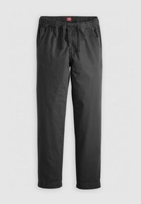 Pantaloni neri con vita elastica e cordino regolabile, due tasche laterali e design a gamba dritta. Tessuto morbido in misto cotone.