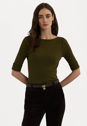 Lauren Ralph Lauren STRETCH COTTON BOATNECK TEE - Βασικό μπλουζάκι - botanic green