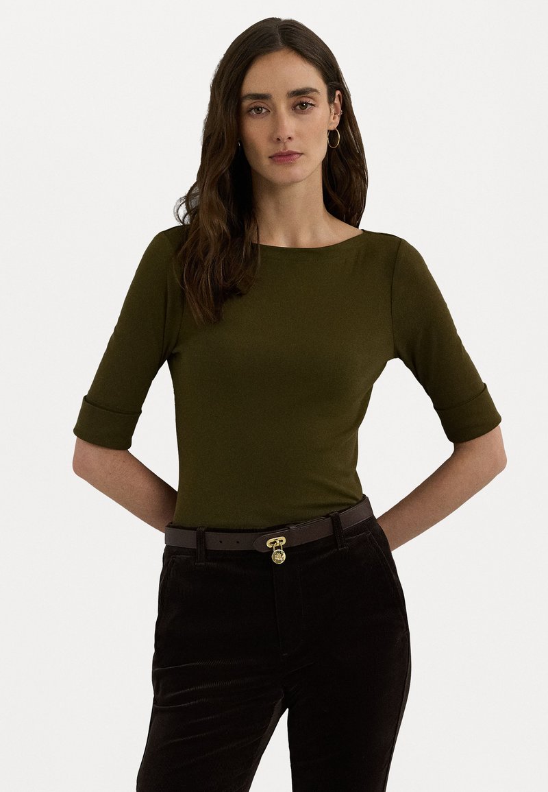 Lauren Ralph Lauren STRETCH COTTON BOATNECK TEE - Tricou basic - botanic green