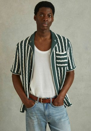 Reiss SPRITZ STRIPED CUBAN COLLAR - Majica - green white