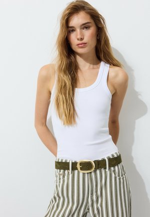 Stradivarius, OVAL BUCKLE BELT - Cintura - khaki