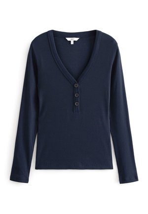 HENLEY BUTTON - Top s dlhým rukávom - navy blue