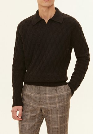 MELKER STRUCTURED V-NECK - Polo - brown flannel