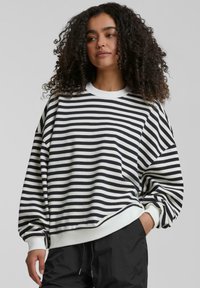 Urban Classics STRIPED CREWNECK - Sudadera - black whitesand