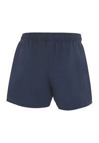 Marineblauwe shorts met een elastische tailleband, met een gladde textuur en zonder zichtbare naden of zakken. Eenvoudig, praktisch ontwerp.