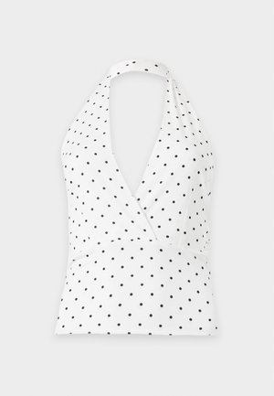 Gina Tricot, TIE DETAIL HALTERNECK - Μπλούζα - black/white