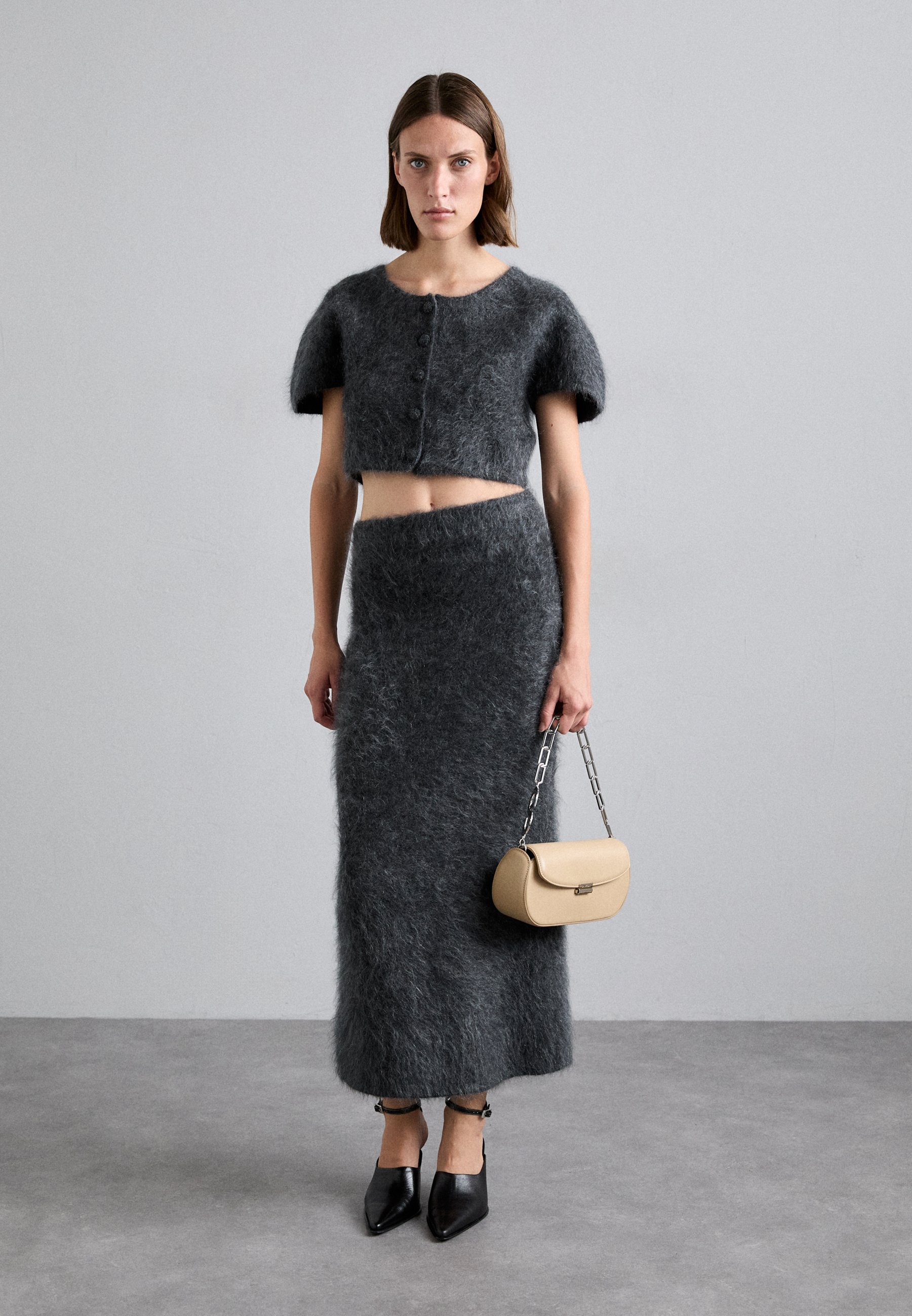 By Malene Birger ESTILLE - Maxi skirt - jet grey/grey