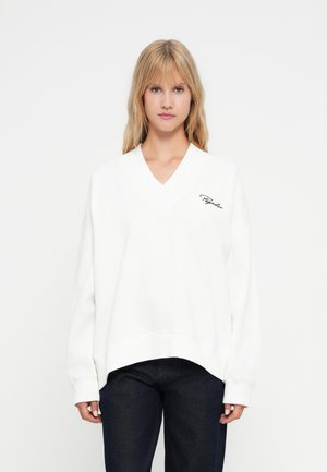Pegador STINA V-NECK OVERSIZED - Mikina - washed warm white