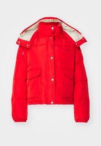 HOODED SHORT PUFFER - Giacca invernale - true red