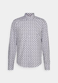 Witte overhemd met lange mouwen en een zwart palmbomenpatroon, met een button-down kraag en een rechte zoom. Gemaakt van lichtgewicht stof.