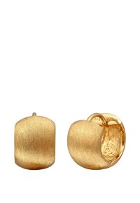 Guldtonade studs med en strukturerad matta yta. Rundade former med liten kurvatur. Har släta kanter och en säker baksida.