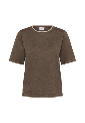 Saint Tropez, MILASZ CONTRAST STRIPE SHORT SLEEVE - T-shirt imprimé - m brown g morn mel contrast