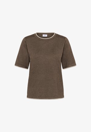 Saint Tropez, MILASZ CONTRAST STRIPE SHORT SLEEVE - T-shirts print - m brown g morn mel contrast