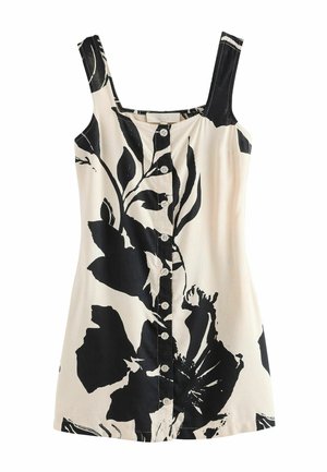 Next, REGULAR FIT - SQUARE NECK BUTTON THROUGH MINI SHIFT DRESS  . - Freizeitkleid - monochrome floral printed