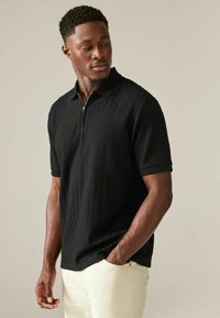 Next ZIP NECK SMART REGULAR FIT - Polo - black