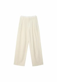 FLOWING WITH A CONTRAST BUTTONED STYLE WAISTBAND - Housut - stone