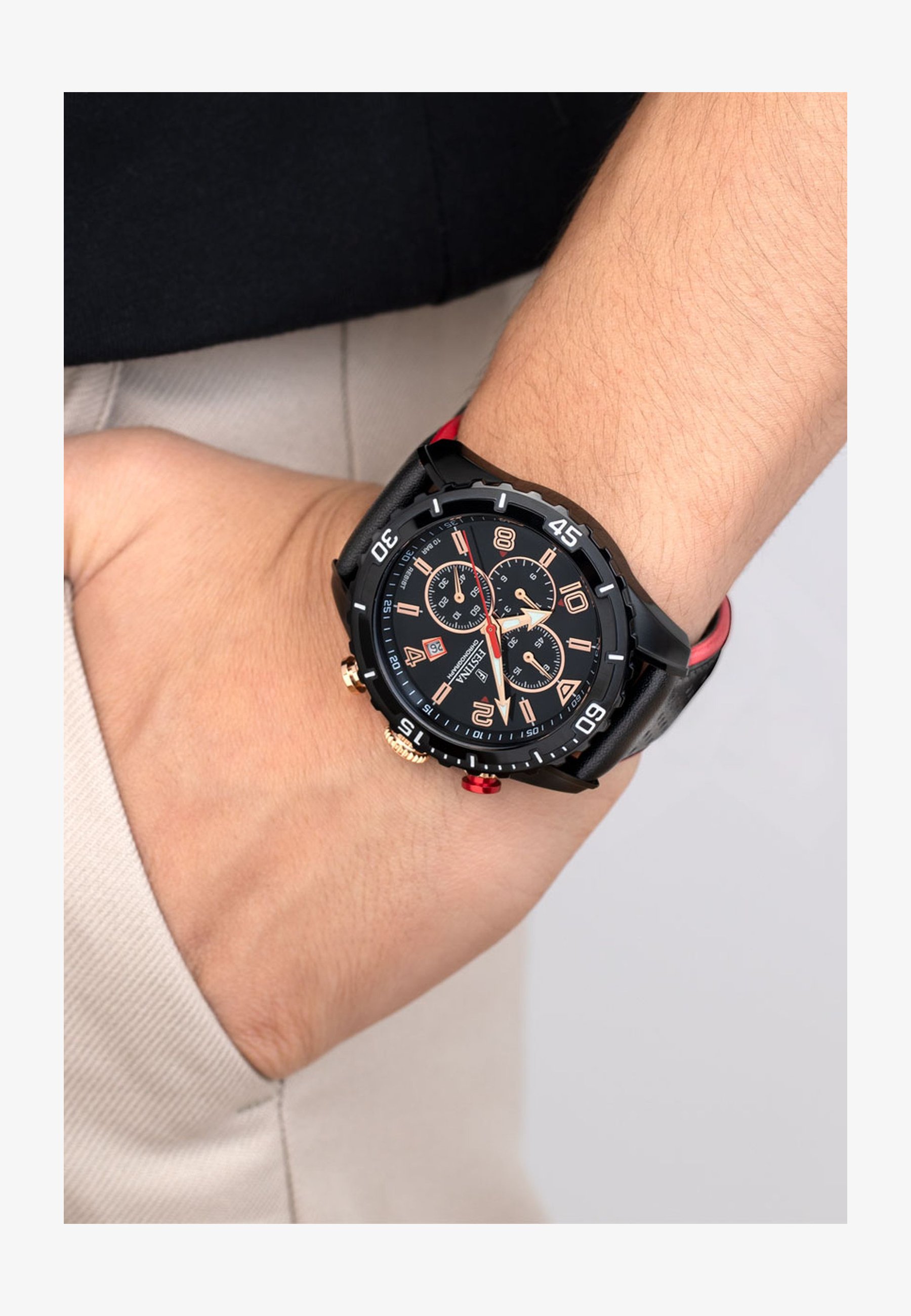 Orologio Uomo Cronografo Quarzo - Quadrante Nero, Cinturino Pelle, Impermeabile