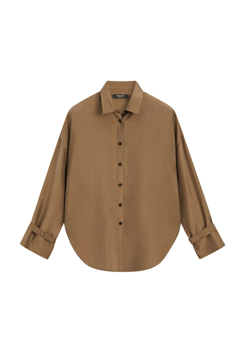 Massimo Dutti FLOWING SHIRT. - Button-down blouse - brown - Zalando