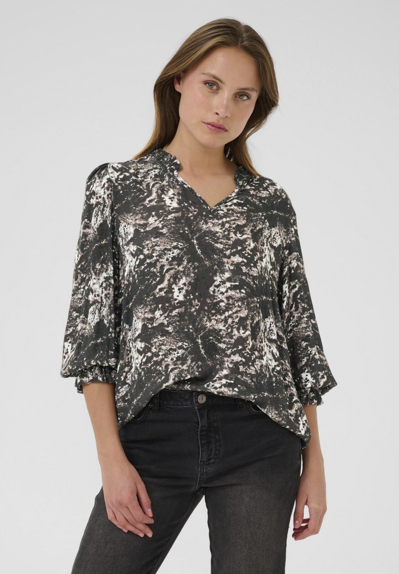 Kaffe LINDA AMBER - Bluza - black grey abstract graphic