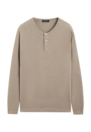 Massimo Dutti, LONG SLEEVE T-SHIRT WITH COLLAR DETAIL 00652198 - Langarmshirt - mottled brown