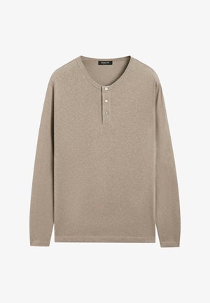 Massimo Dutti, LONG SLEEVE T-SHIRT WITH COLLAR DETAIL 00652198 - Langarmshirt - mottled brown