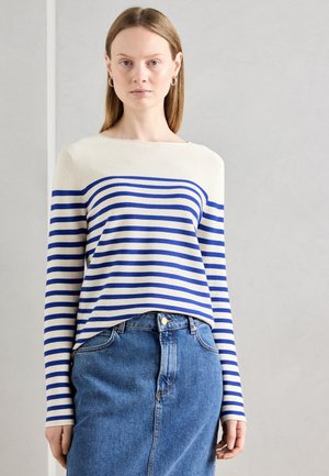 LONGSLEEVE BOAT NECK STRIPED - Pullover - blue/natural