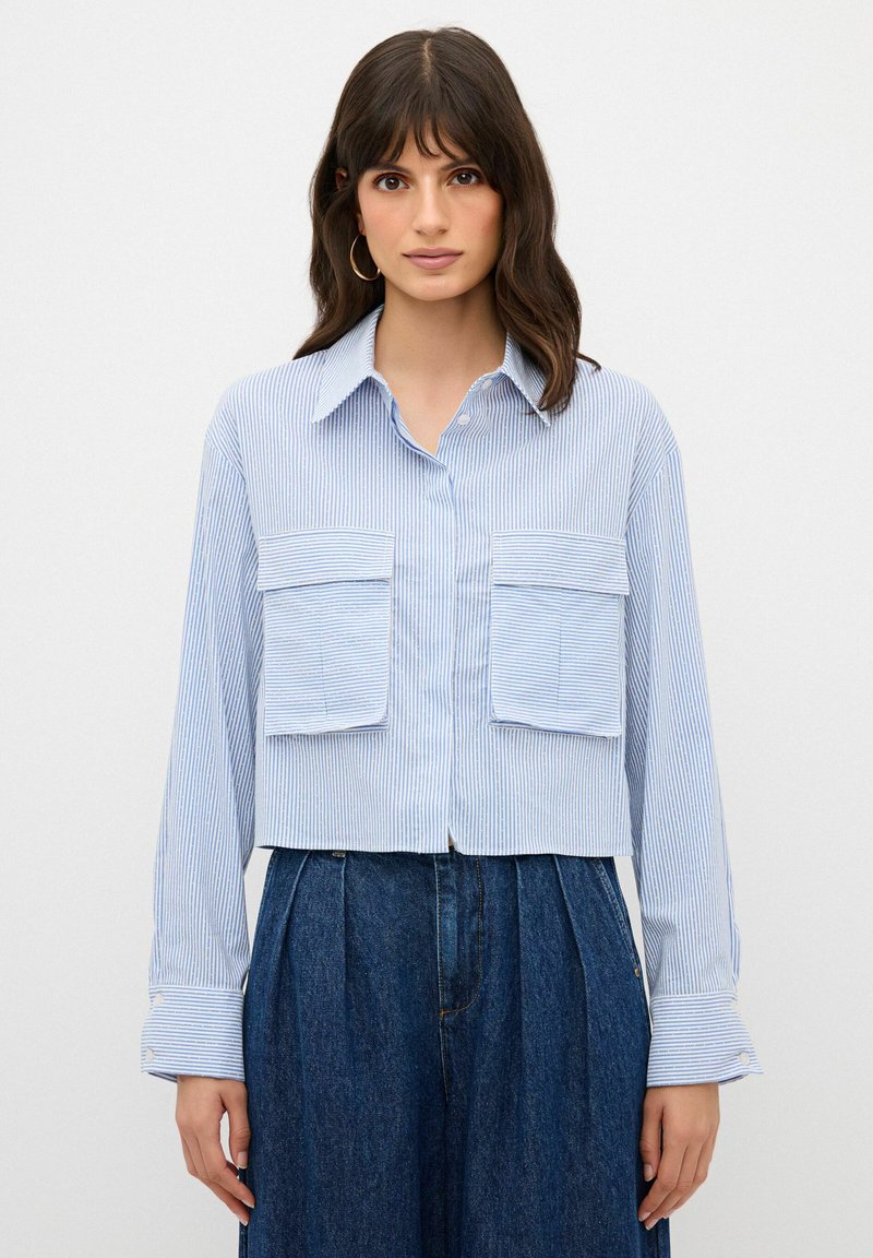 adL WITH CARGO POCKET - Skjorta - striped blue