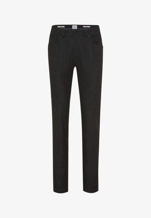 Zwarte dresspants gemaakt van een gestructureerde stof met een slim fit. Kenmerkt zich door twee voorzakken en een standaard tailleband met sluitingen.