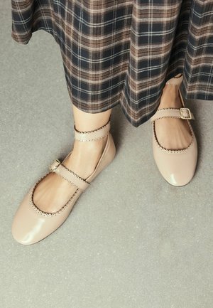 Next, Ankle cuff ballerina shoes - camel
