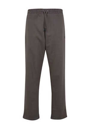 Grå sweatpants lavet af blødt materiale, med en elastisk talje og snøre samt et afslappet, lige ben-design.
