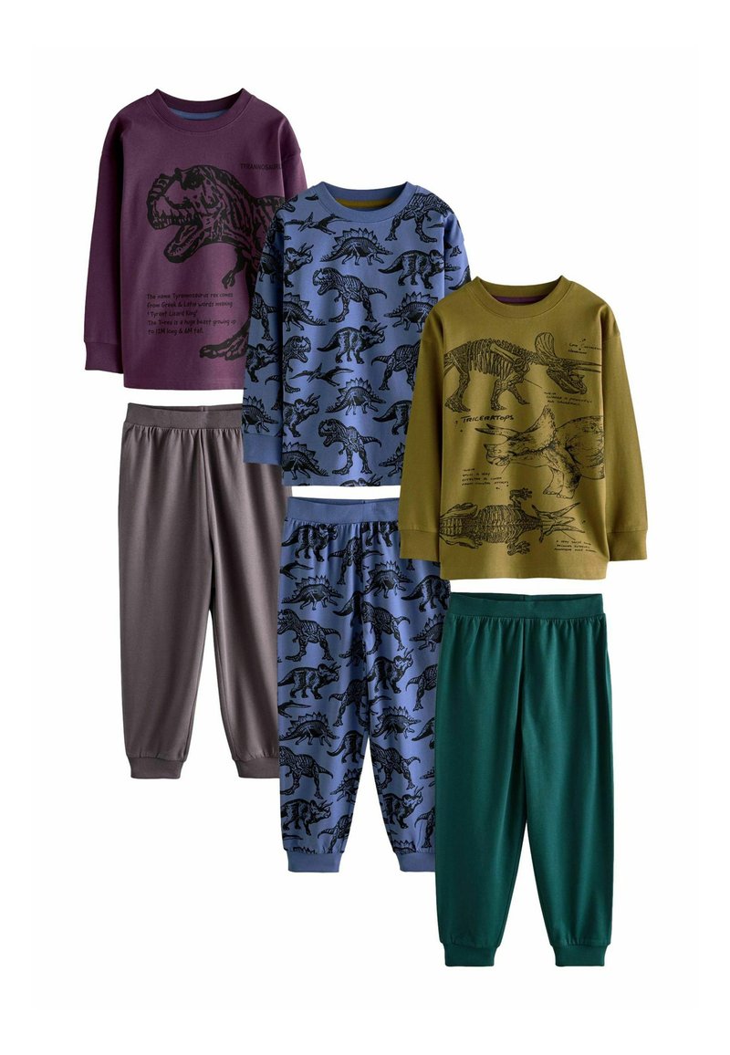 Next SET - REGULAR FIT 3 PACK - Nattplagg set - olive green blue purple dinosaur