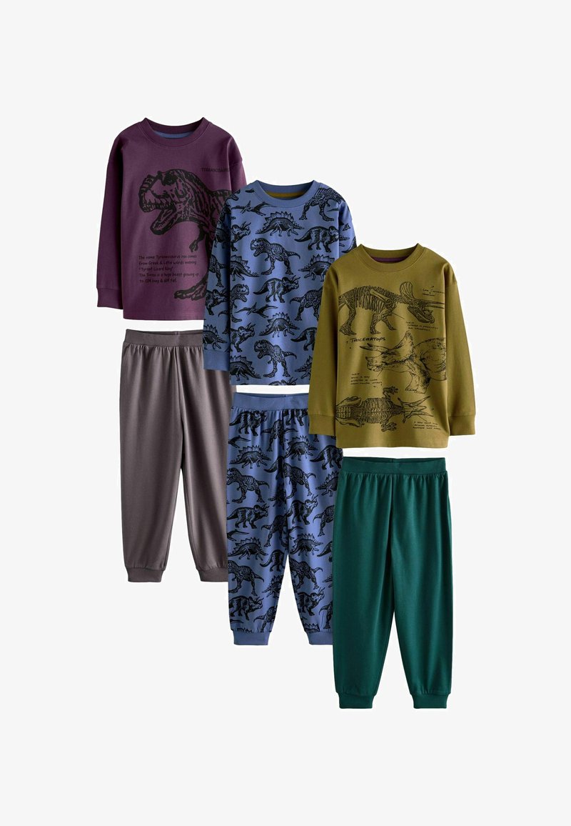 Next 3 PACK - REGULAR FIT SET - Pidžamas komplekts - olive green blue purple dinosaur