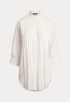 Lauren Ralph Lauren Pintucked Cotton Dobby Shirt - Button-down blouse - white