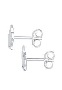 Orecchini a perno in argento con una forma liscia e arrotondata e chiusura a posteriore arricciata. Presenta una finitura lucida e un design minimalista.