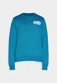 Türkisfarbener Sweatshirt aus Baumwollmischung, mit Rundhalsausschnitt, gerippten Bündchen und einem strukturierten Logo-Patch auf der Brust.
