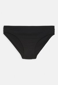 Svart bikini-bh laget av myk stoff med en glatt tekstur. Har et enkelt, klassisk design med elastisk midjebånd og benåpninger.